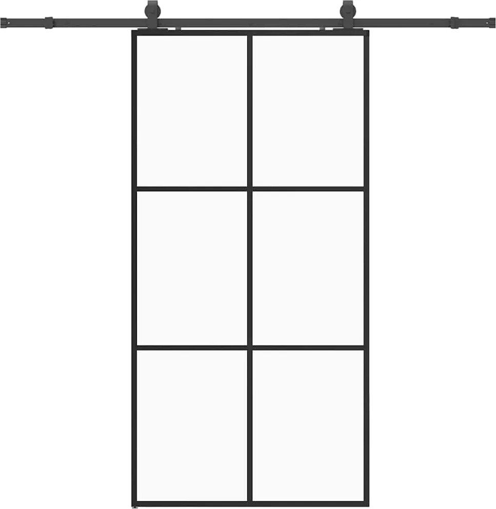 vidaXL Ușă glisantă cu set de feronerie neagră 102x205 cm Sticlă ESG