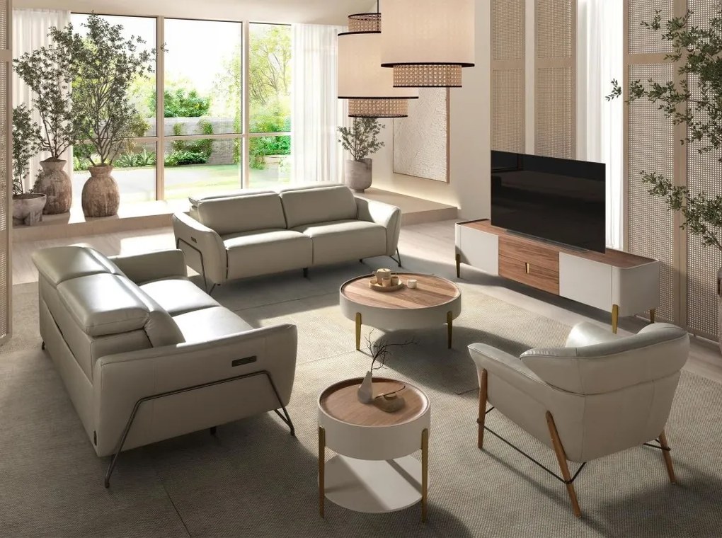 Canapea 2 locuri design italian, Functia Relax, Cowhide sand