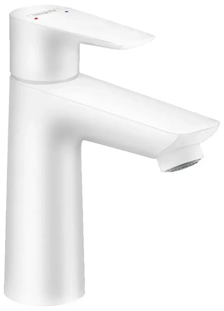 Set baterie cada si baterie lavoar Hansgrohe Talis cu accesorii baie Hansgrohe AddStoris, alb mat