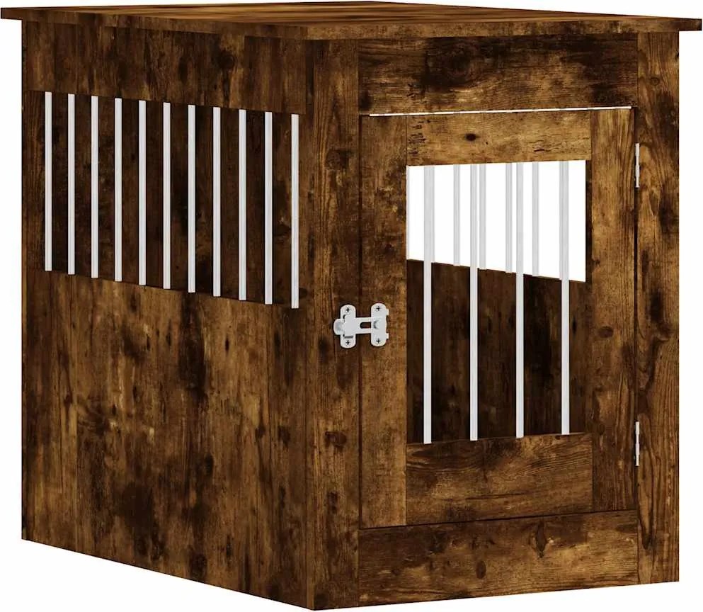 vidaXL Ladă pentru câini, stejar fumuriu, 55x80x68 cm, lemn compozit