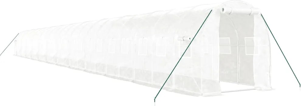 vidaXL Seră cu cadru din oțel, alb, 48 m², 24x2x2 m