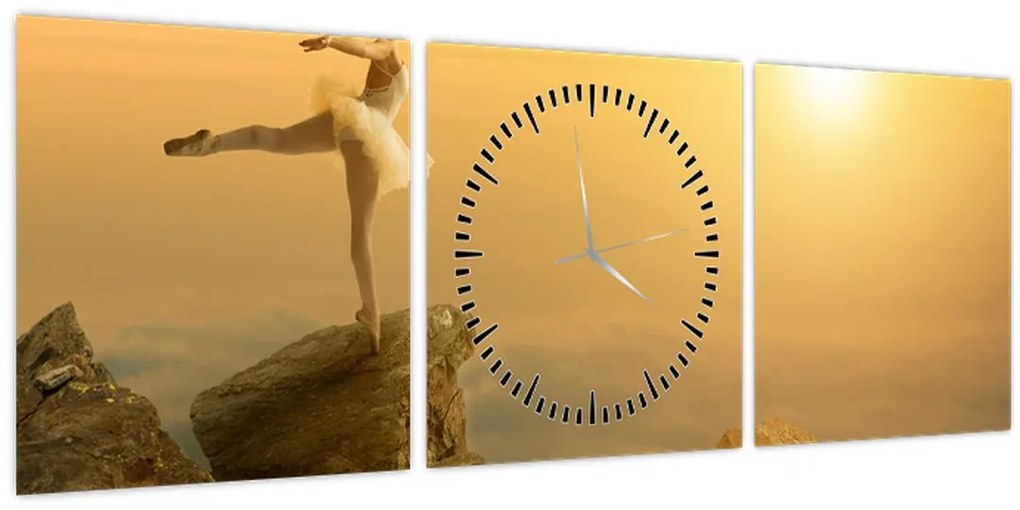 Tablou - Balerină pe stâncă (cu ceas) (90x30 cm)