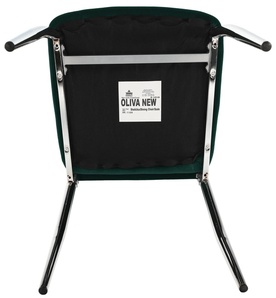 Scaun de masă, ţesătură de catifea smarald / crom, OLIVA NEW
