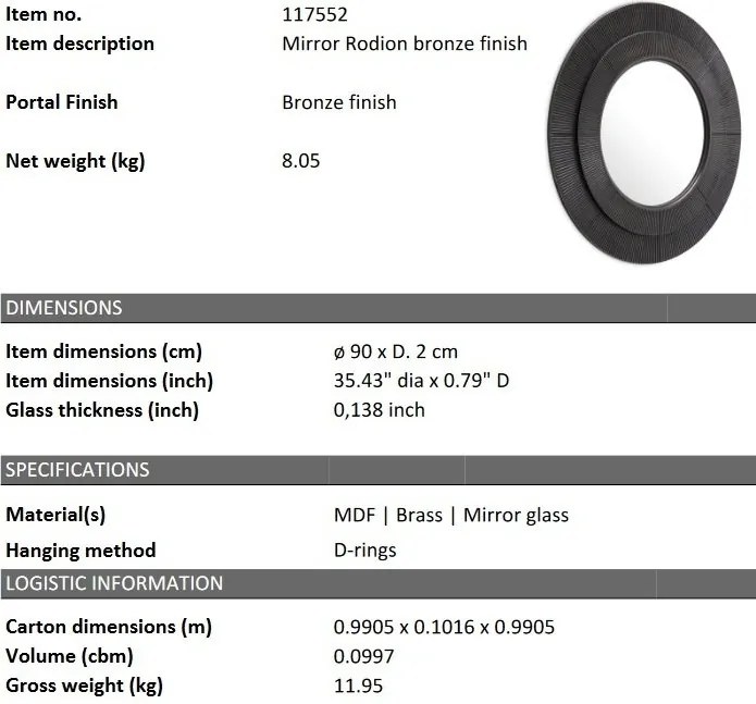 Oglinda decorativa design LUX Rodion 90cm