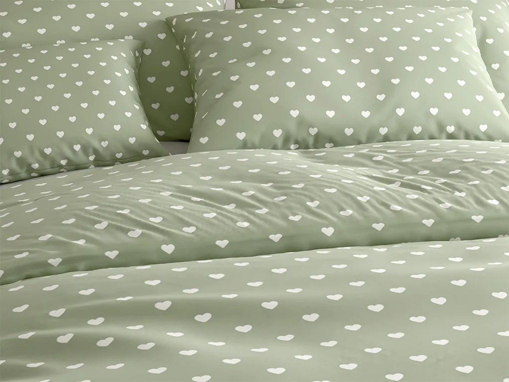 Lenjerie de pat din bumbac SAGHEARTS POLY verde Dimensiune lenjerie de pat: 70 x 90 cm | 140 x 200 cm
