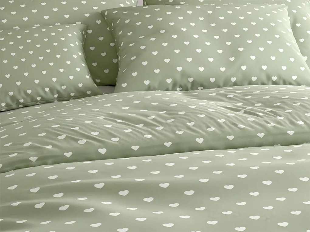 Lenjerie de pat policoton SAGHEARTS POLY verde Dimensiune lenjerie de pat: 70 x 90 cm | 140 x 220 cm