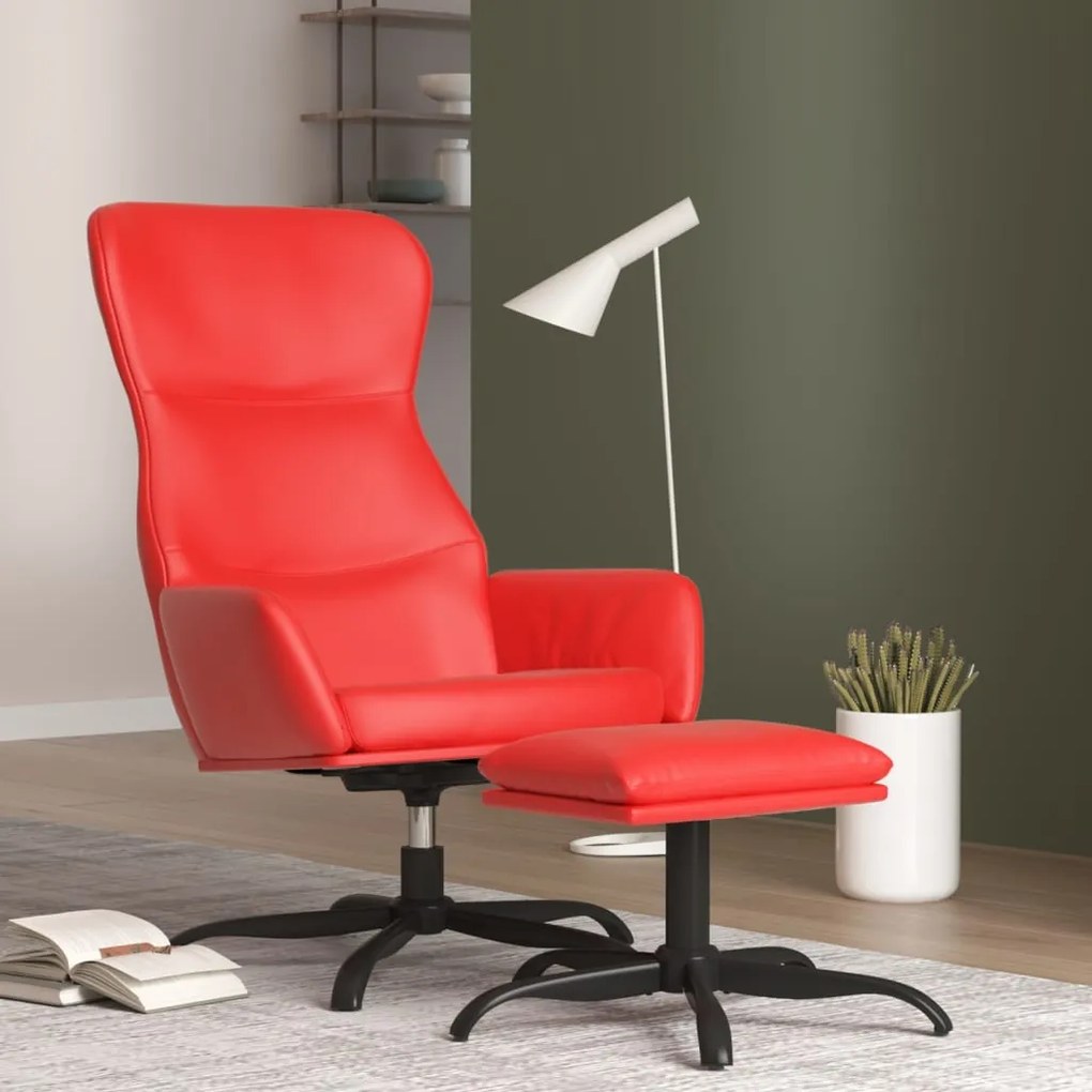 3097449 vidaXL Scaun de relaxare cu taburet, roșu, piele ecologică