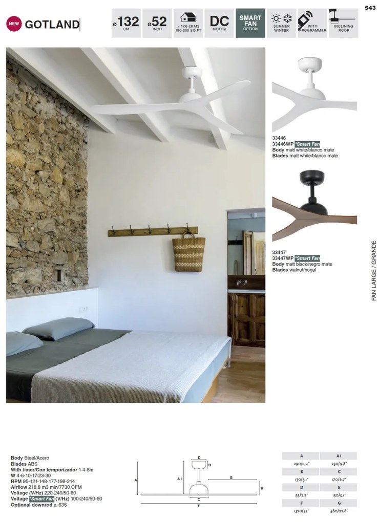 Ventilator de tavan cu telecomanda design modern GOTLAND nuc