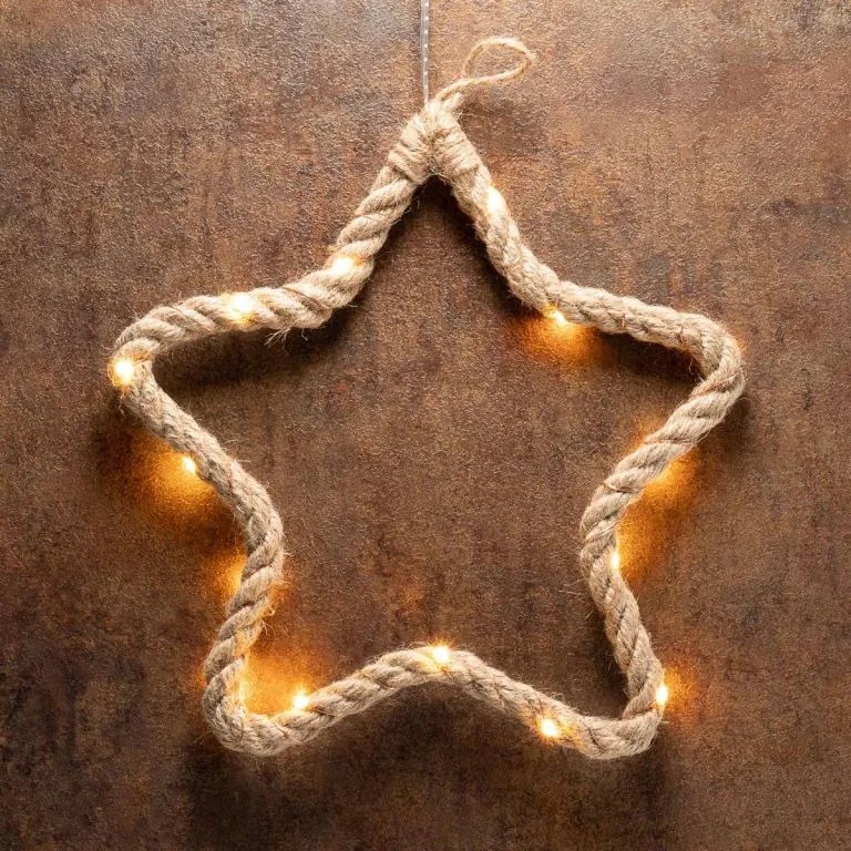 Decorațiune stea de Crăciun, 15 LED-uri, alb cald, 2 bucăți