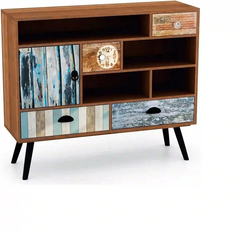 Comoda MEZO KM3, multicolor, PAL/metal, 93x29x80 cm