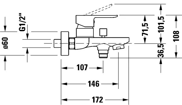 Duravit DC5230001010 - Baterie pentru cadă D-CODE, crom lucios