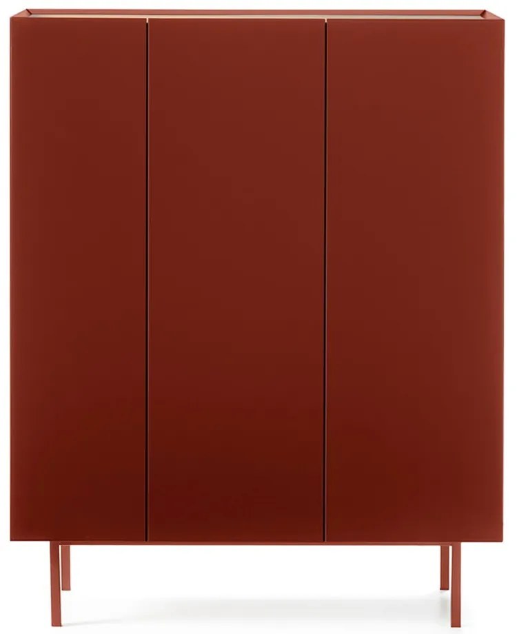 Comodă roșie înaltă cu aspect de lemn de stejar 95x120 cm Arista – Teulat