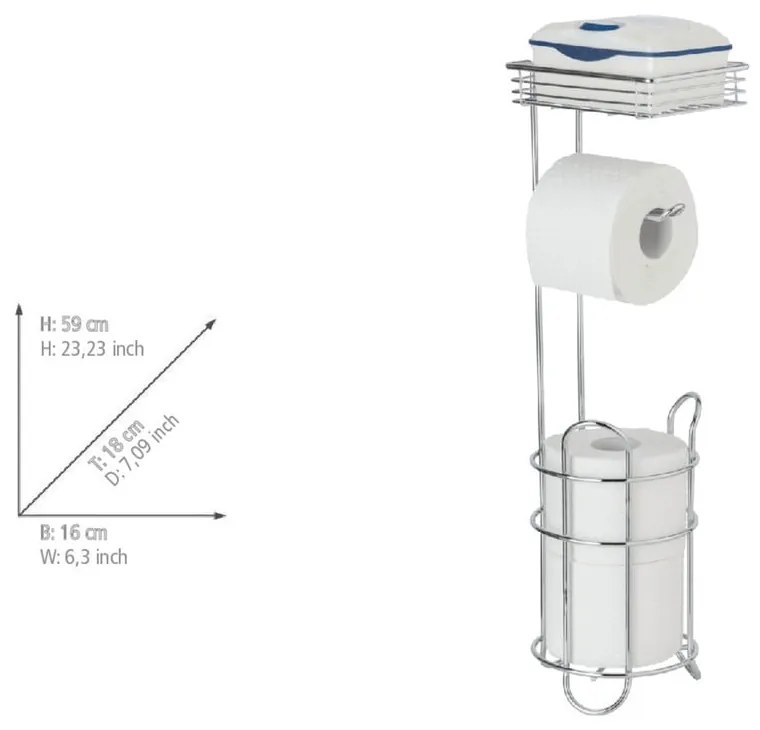 Suport pentru hârtie igienică argintiu din oțel cromat – Wenko