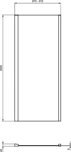 Perete lateral Ideal Standard i.life 90 cm sticla 8 mm argintiu