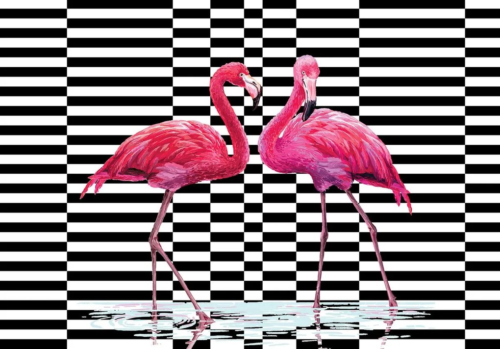 Fototapet - Flamingo 3D (254x184 cm)