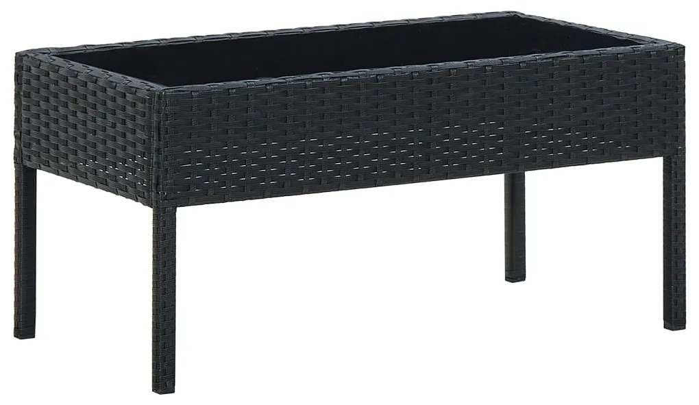 vidaXL Masă de grădină, negru, 75 x 40 x 37 cm, poliratan