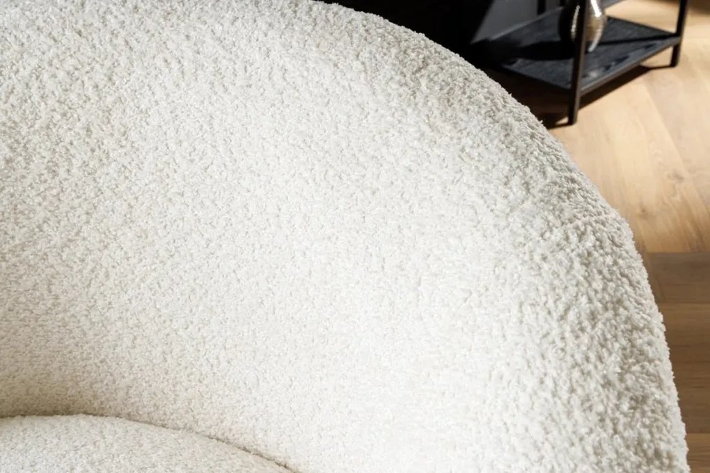 Fotoliu pivotant modern BABYLON, boucle alb