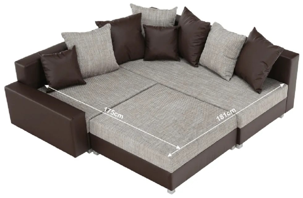 Colţar, piele ecologică maro/stofă maro, model dreapta, PETRANA NEW
