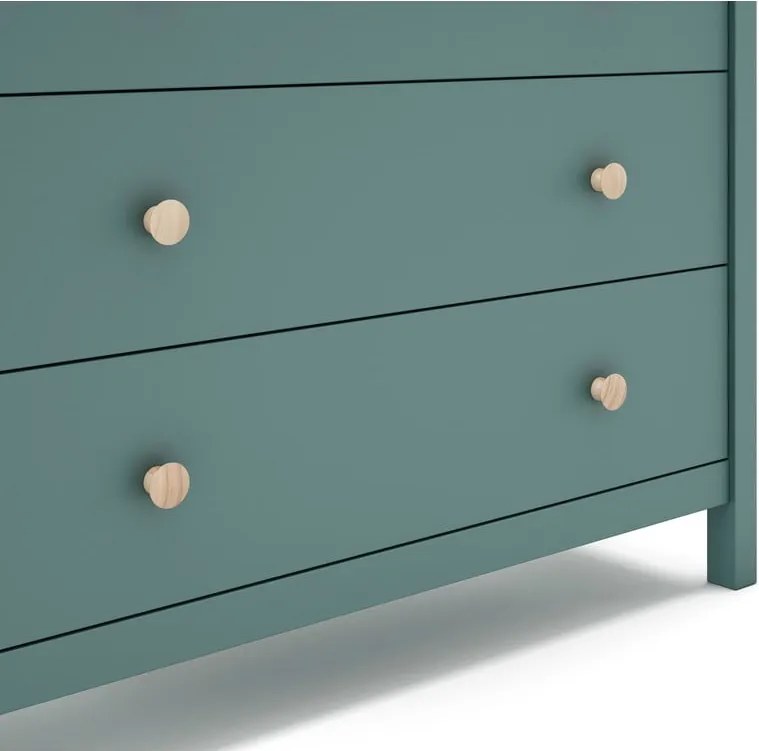 Comodă pentru copii în culoarea petrolului joasă din lemn de pin 100x80 cm Max – Marckeric