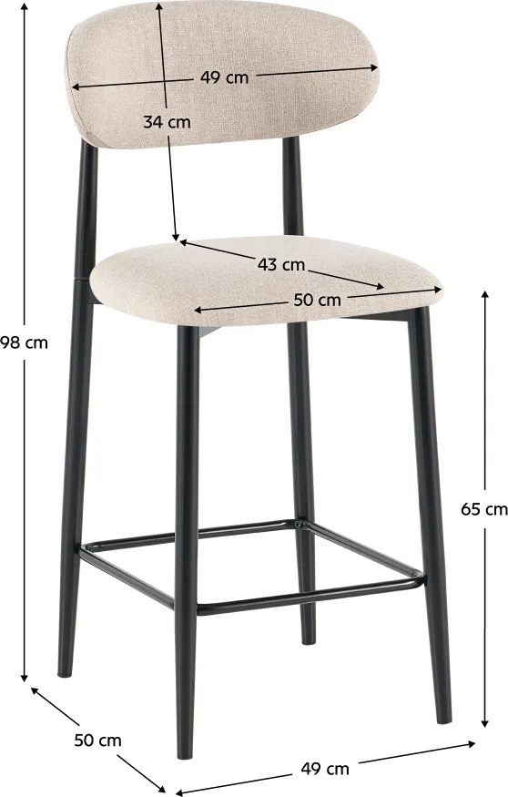Scaun de bar, ţesătură bej/negru, ZAJDA TYP 2