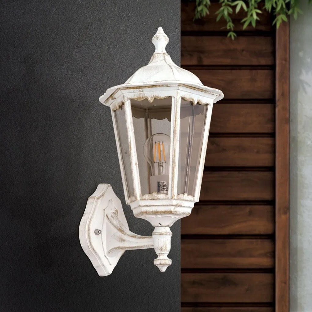 Aplica de perete exterior stil clasic IP43 Puchberg AL 11K/82570 weiß-gold/rauch OR
