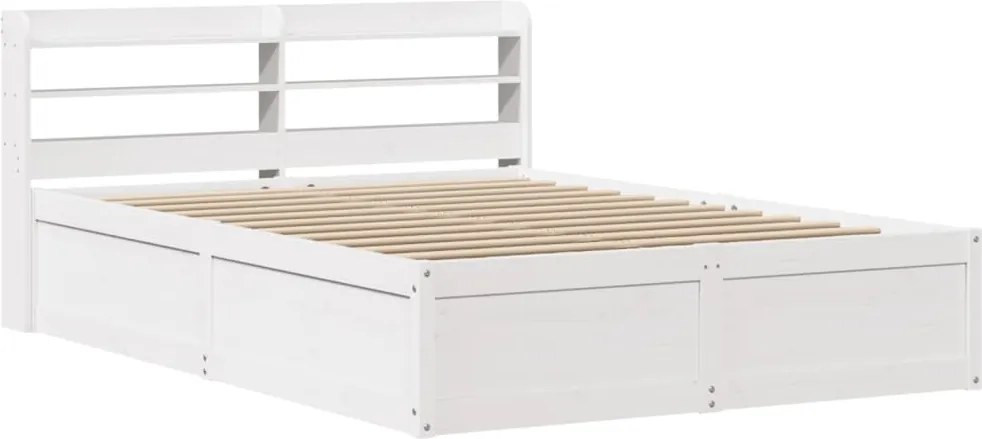 vidaXL Cadru de pat cu tăblie, alb, 160x200 cm, lemn masiv de pin