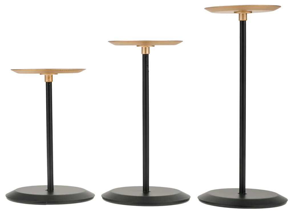 Sfeşnice, set de 3, negru / auriu, metal, CINDRO