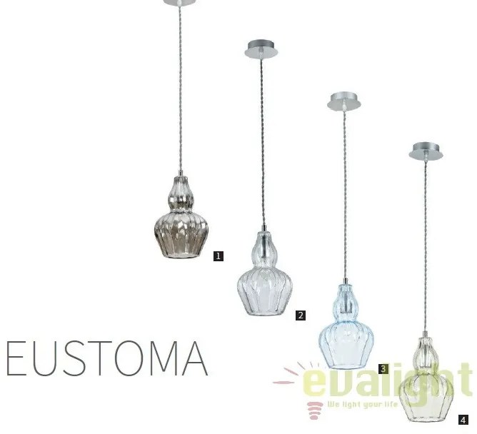 Pendul modern din sticla Eustoma, albastru deschis MYMOD238-PL-01-BL