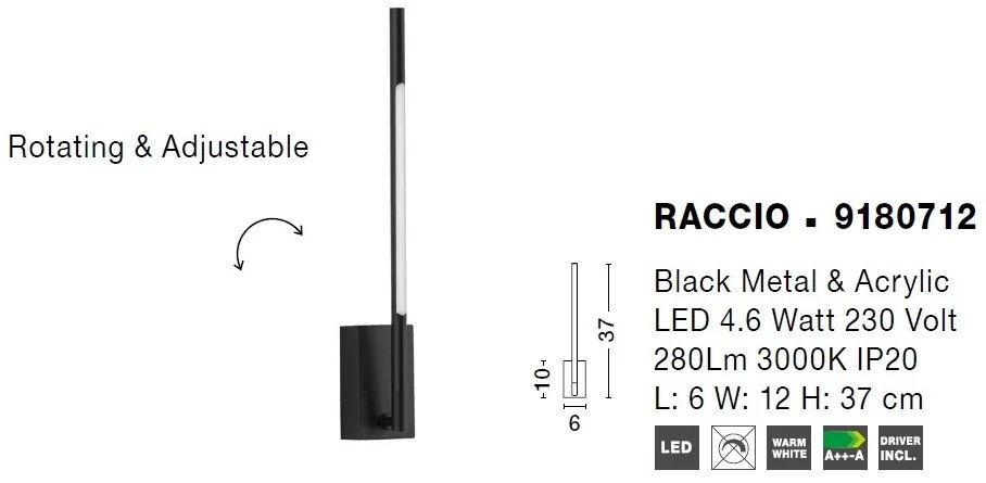Aplica LED design modern RACCIO negru