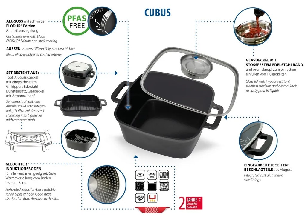 Elo 90024 Vas multifuncțional Basic Cubus 32 x 25c cm