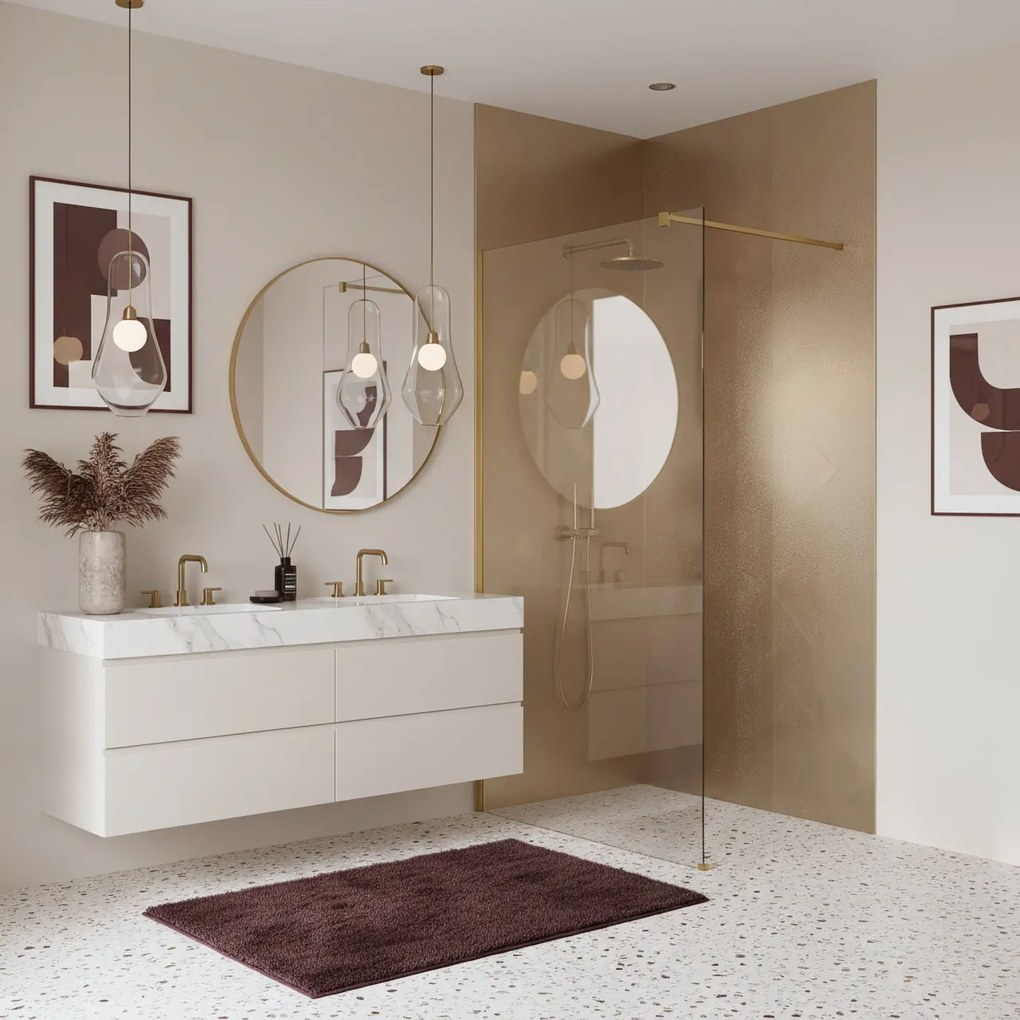 Paravan de dus Rea Flexi Transparent / Brush Gold 110
