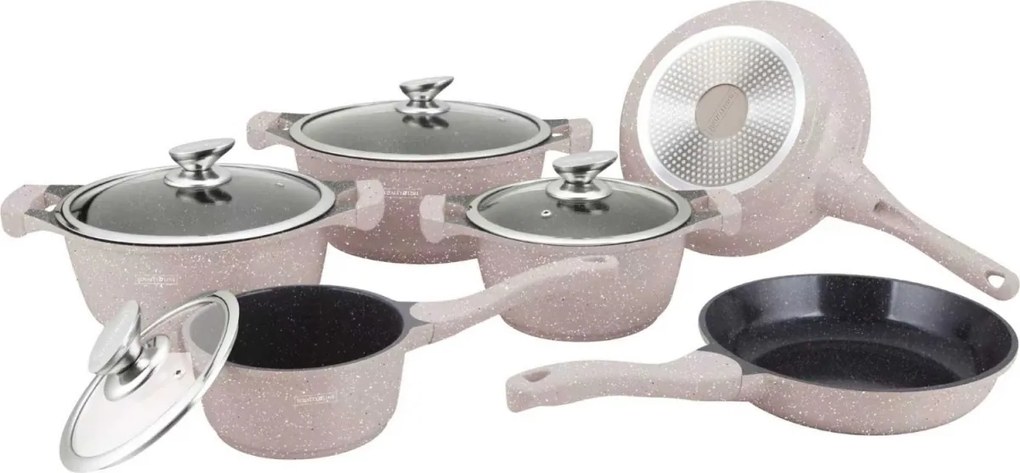 Set oale marmorate cu capace 10 piese Royalty Line BS1010M, bej