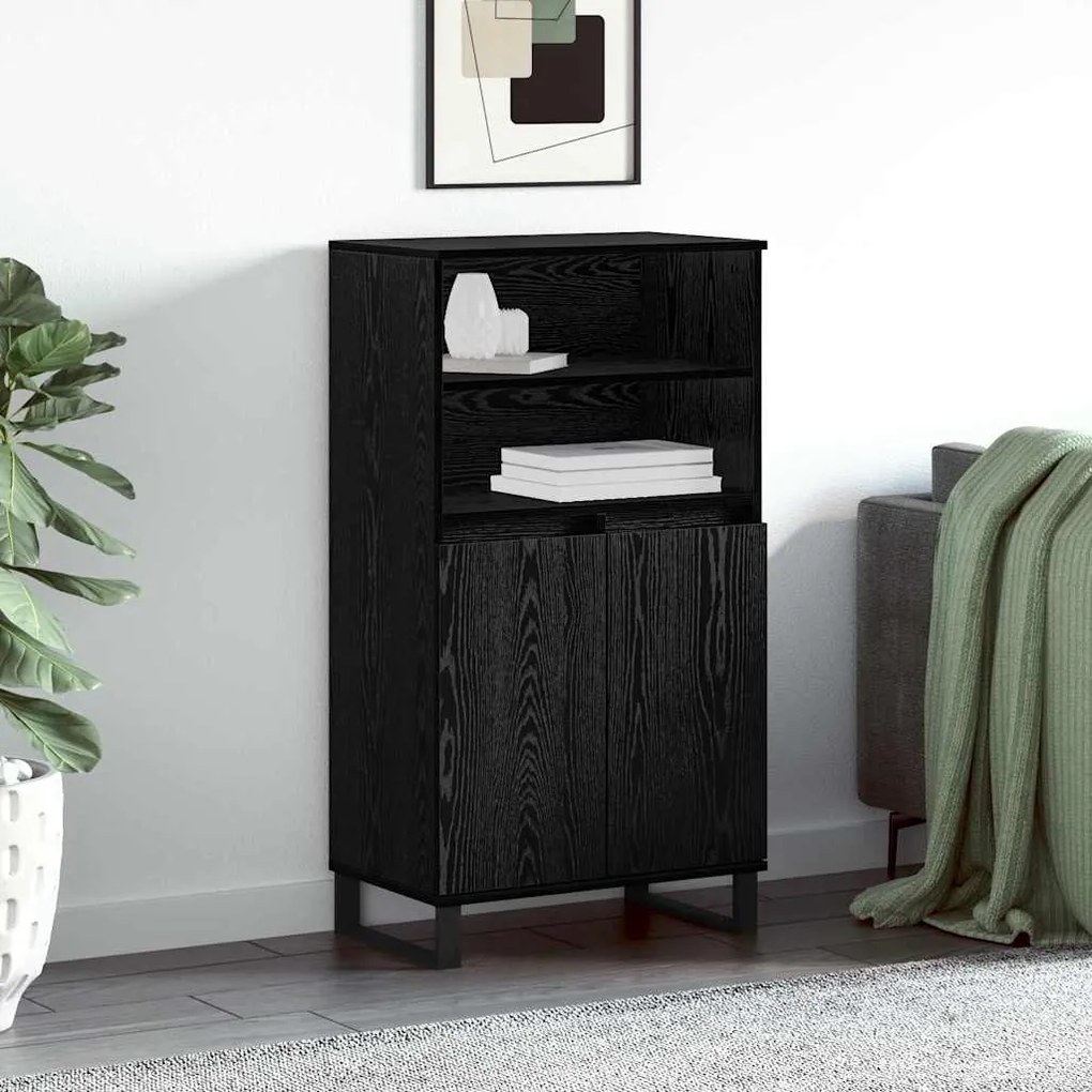 vidaXL Bufet cu raft cu depozitare cu ușă Negru 60 x 36 x 110 cm Lemn compozit