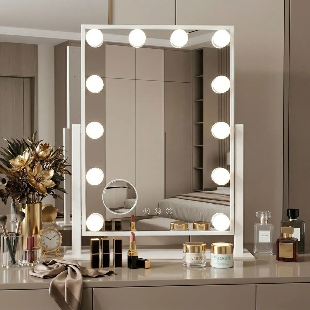 Oglindă LED HOLLYWOOD White 30x40
