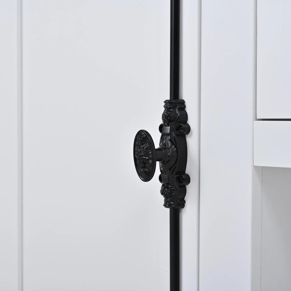 Bufet modern cu 2 uși, 1 sertar, spațiu semideschis de depozitare și 3 rafturi pentru vin, 130x35x70 cm, Alb