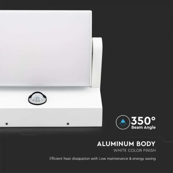 Aplica LED de perete pentru exterior cu senzor, 17W, 230V, 4000K, IP65, alb