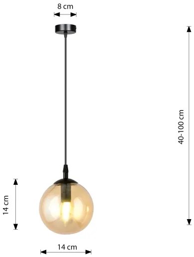Candelabru pe cablu COSMO 1xE14/10W/230V Ø 14 cm negru/bej fumuriu