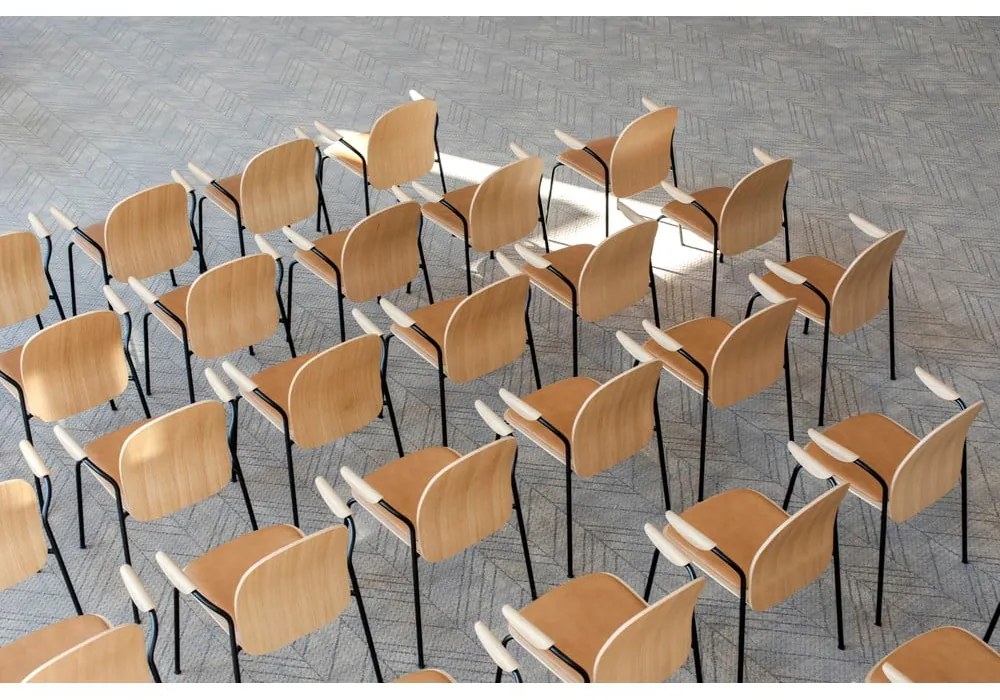 Scaune de dining maro coniac/în culoare naturală cu cotiere/stivuibile 2 buc. cu aspect de lemn de nuc Book – Gazzda