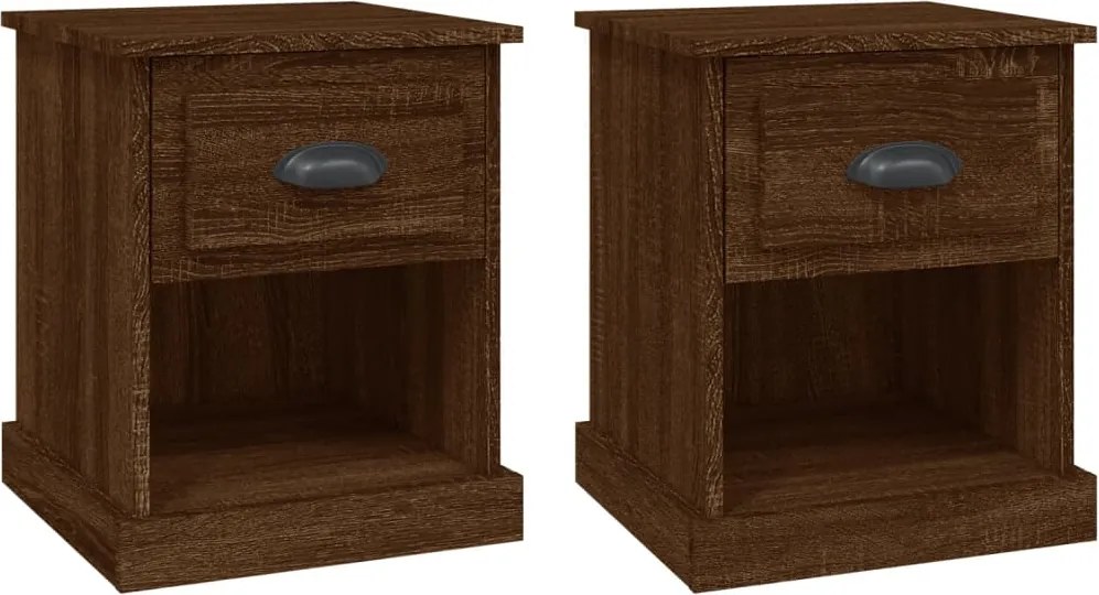 vidaXL Noptiere, 2 buc., stejar maro, 39x39x47,5 cm, lemn prelucrat