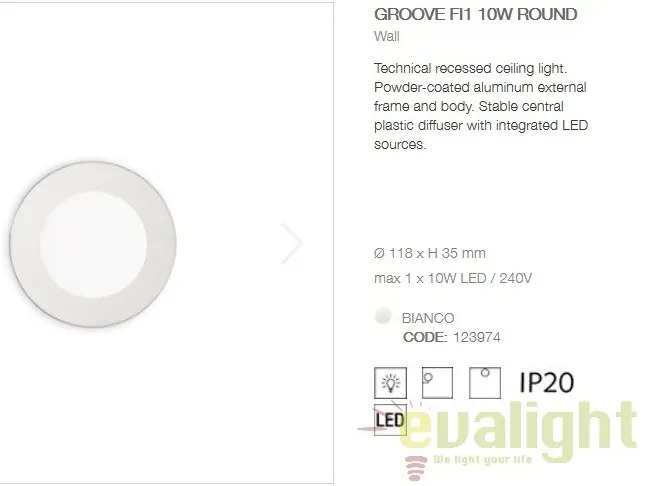 Spot incastrabil pt. tavan fals cu LED integrat GROOVE FI1 10W 3000K ROUND 123974