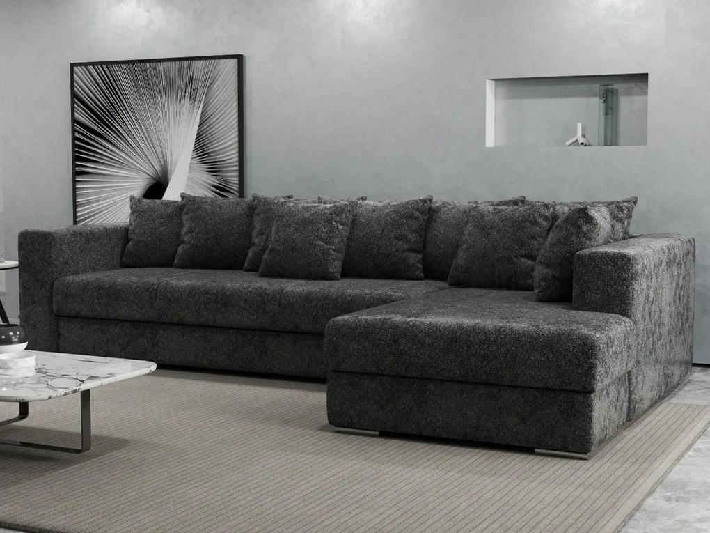 Colțar extensibil dumonde cu ladă de depozitare si sezut confortabil din spuma high-density, Gloria Euphoria Black II 320x183 cm