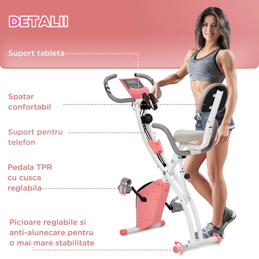 Bicicleta pliabila 2 in 1, bicicleta fitness, bicicleta pentru sport 97x51x115cm HOMCOM | Aosom Romania