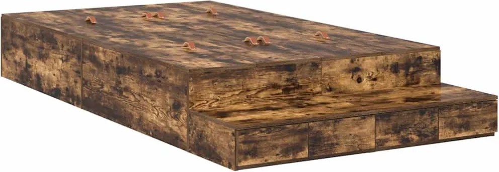 vidaXL Cadru de pat cu depozitare Stejar fumuriu 120 cm Lemn compozit