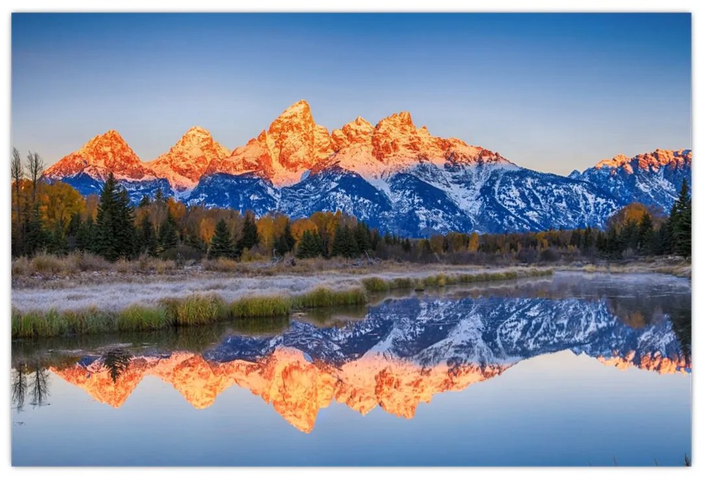 Tablou cu vârfuri de munți înzăpezăți (90x60 cm)