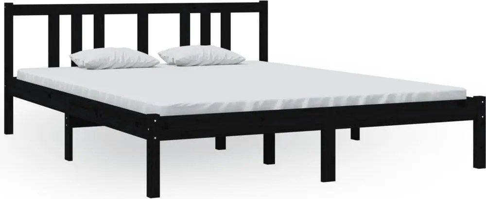 vidaXL Cadru de pat King Size, negru, 150x200 cm, lemn masiv