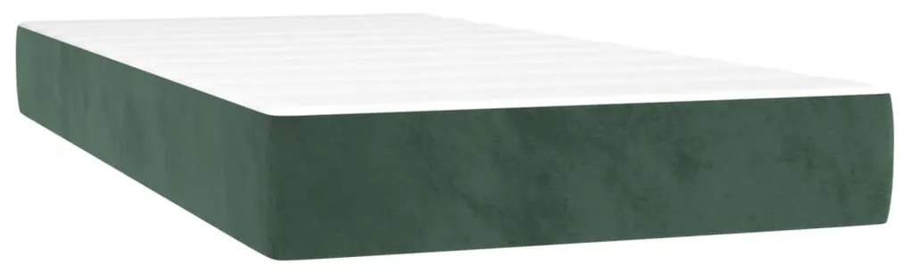Pat continental cu saltea si LED verde inchis 80x200 cm catifea Verde inchis, 80 x 200 cm, Culoare unica si cuie de tapiterie