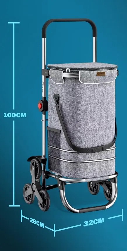 Monzana Geantă de cumpărături pe roți pentru scări COMFORT, 50L, gri