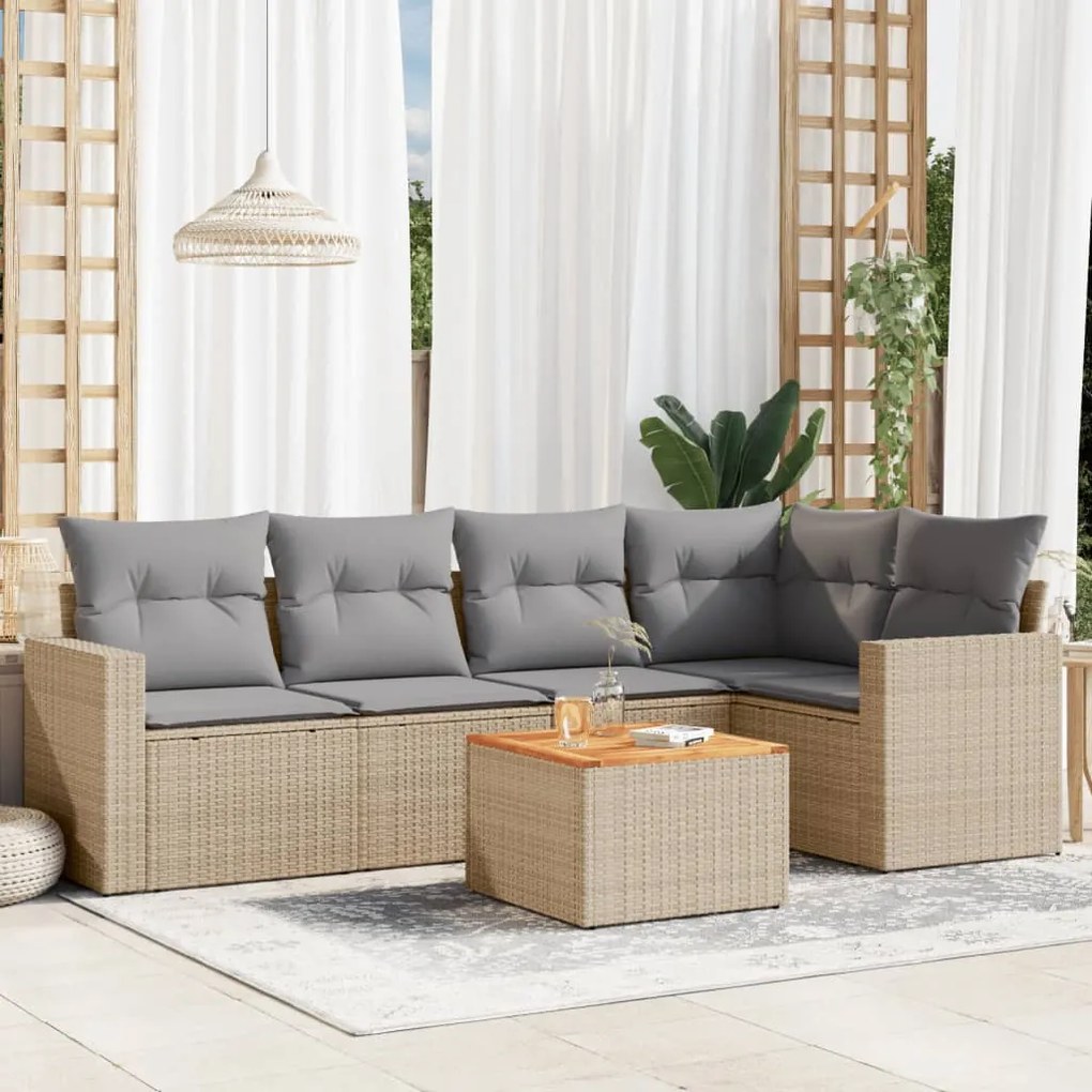 vidaXL Set canapele de grădină cu perne, 6 piese, bej, poliratan