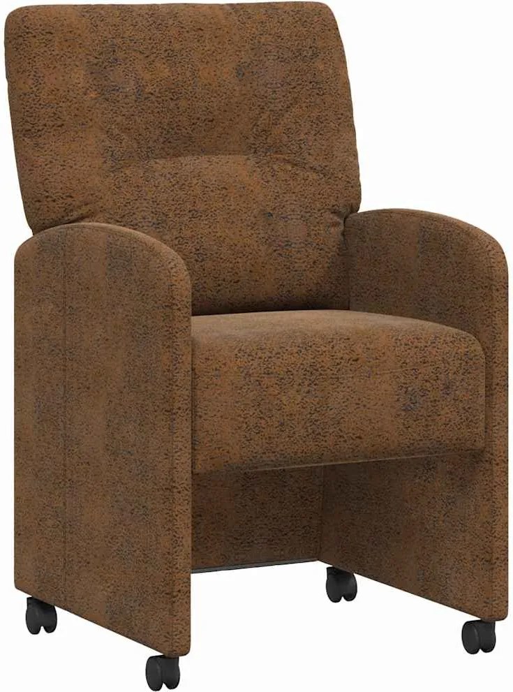 vidaXL Scaune de dining cu roți cu roți 2 pcs Maro 57 x 67 x 95 cm