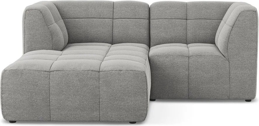 Colțar gri cu tapițerie din țesătură bouclé (cu colț pe partea stângă/cu șezlong) Aloha – Makamii